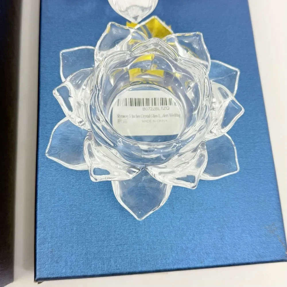 Slymeay Crystal Lotus Flower Candleholders Set of 2 Wedding Gift Anniversary